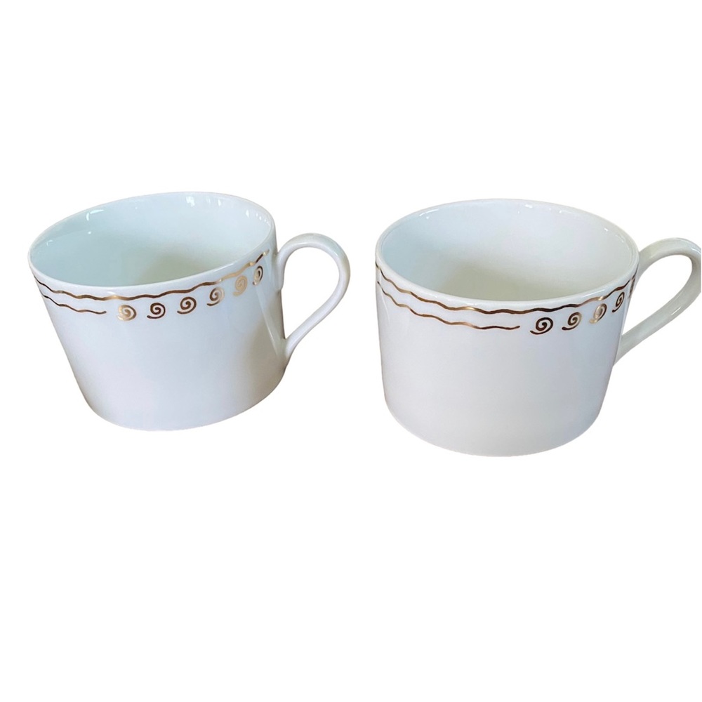 Pottery Barn Nile - Set of 2 Coffee Cups (White and Gold)
